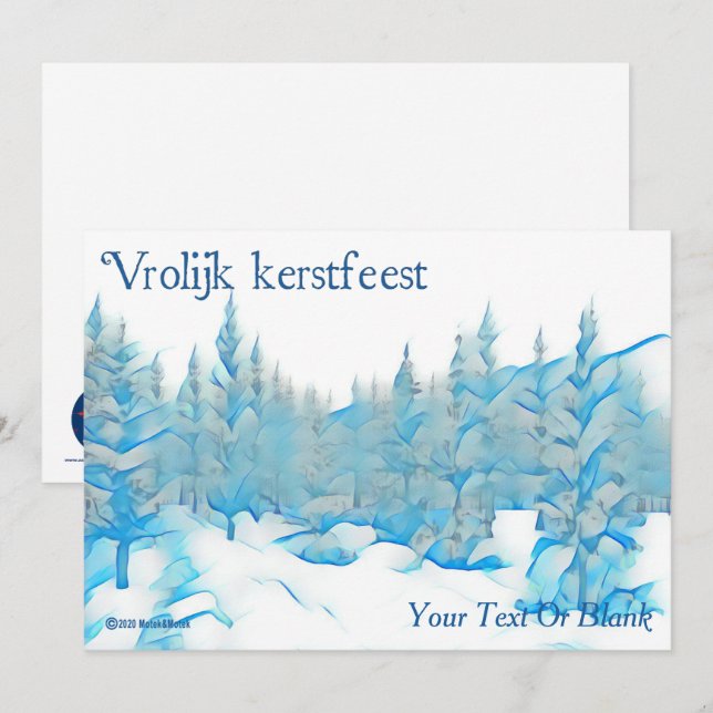 Snowy Blue Trees - Vrolijk kerstfeest  Card (Front/Back)