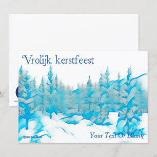 Snowy Blue Trees - Vrolijk kerstfeest Card