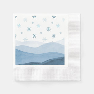 Snowy Blue Winter Landscape Napkin