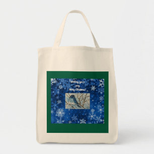 Snowy Bluebird Notecard Tote Bag