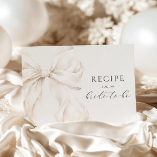 Snowy Bow Bridal Shower Recipe Enclosure Card