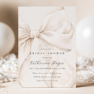 Snowy Bow Winter Bridal Shower Invitation