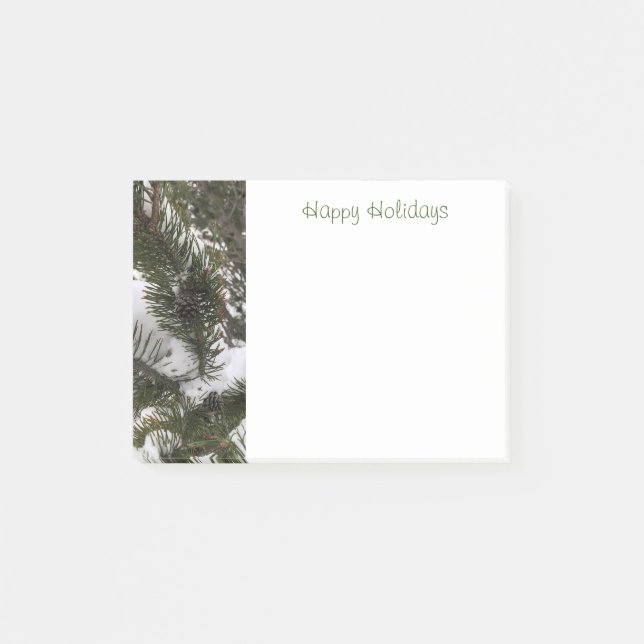 Snowy Branches and Pine Cones Post-It® Notes (Front)