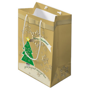 Snowy Bronze "Merry Christmas" Medium Gift Bag