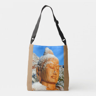 snowy buddha face closeup crossbody bag