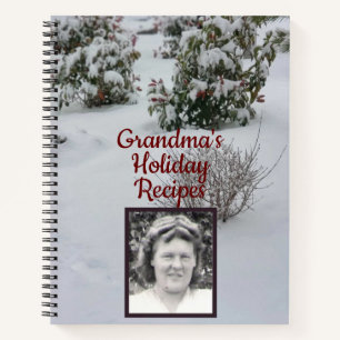 Snowy Bushes Photo Grandma's Holiday Recipe Book