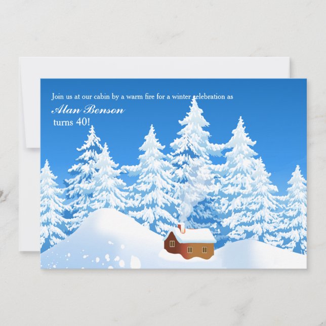 Snowy Cabin Invitation (Front)