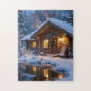 Snowy Cabin Jigsaw Puzzle