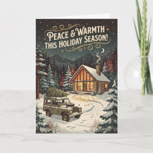 Snowy Cabin Peace And Warmth Christmas Card