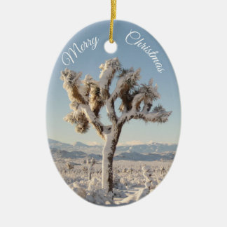 Snowy California Desert Christmas Ceramic Tree Decoration