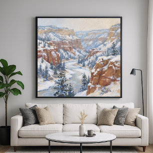 Snowy Canyon - Pastel Painting Style Poster