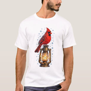 Snowy Cardinal Lantern Winter T-Shirt