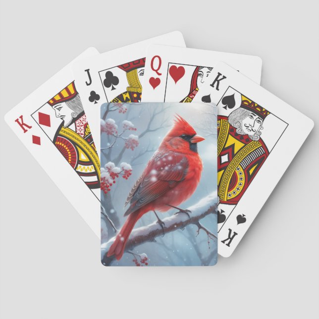 Snowy Cardinal Playing Cards, Cardinal Cards. Cards (Back)