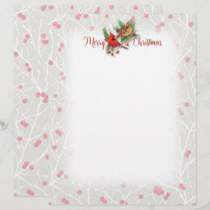 Snowy Cardinals Merry Christmas Letterhead