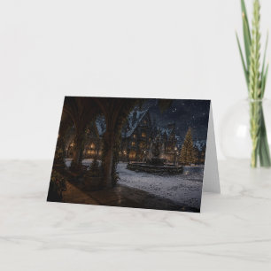 Snowy Castle Courtyard Christmas Card