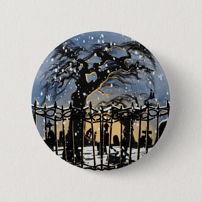 Snowy Cemetery Vibes 6 Cm Round Badge (Front)