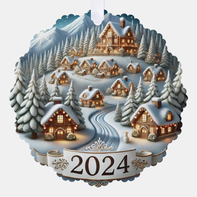 Snowy Christmas 2024  Tree Decoration Card (Front)