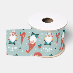 Snowy Christmas Aesthetic Pattern- Winter Design Grosgrain Ribbon