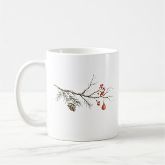 Snowy Christmas Branch with Ornament for Christmas Coffee Mug