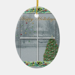 Snowy Christmas Ceramic Ornament
