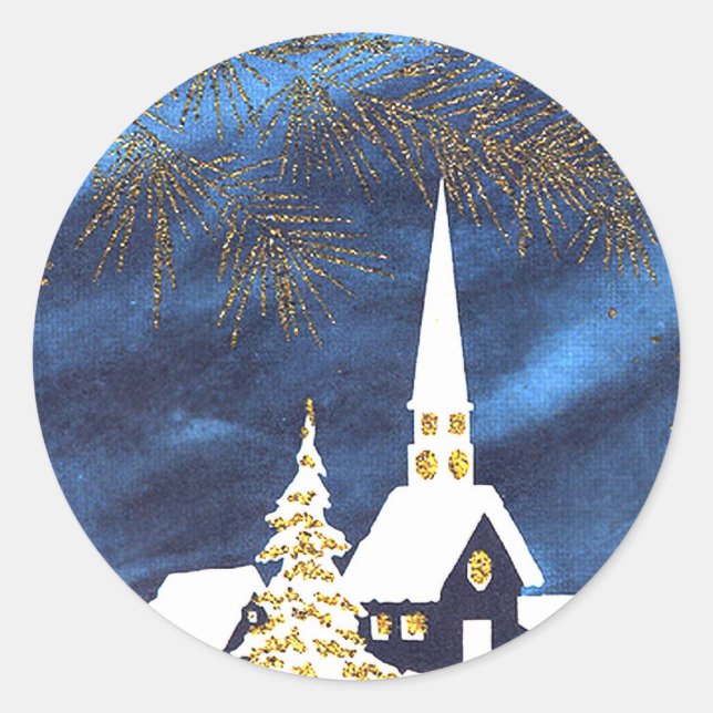 Snowy Christmas Church Amen Stickers (Front)