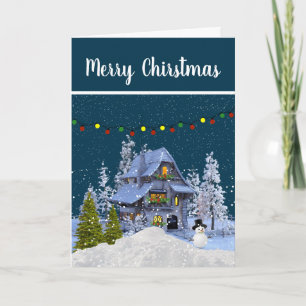Snowy Christmas Cottage Holiday Card