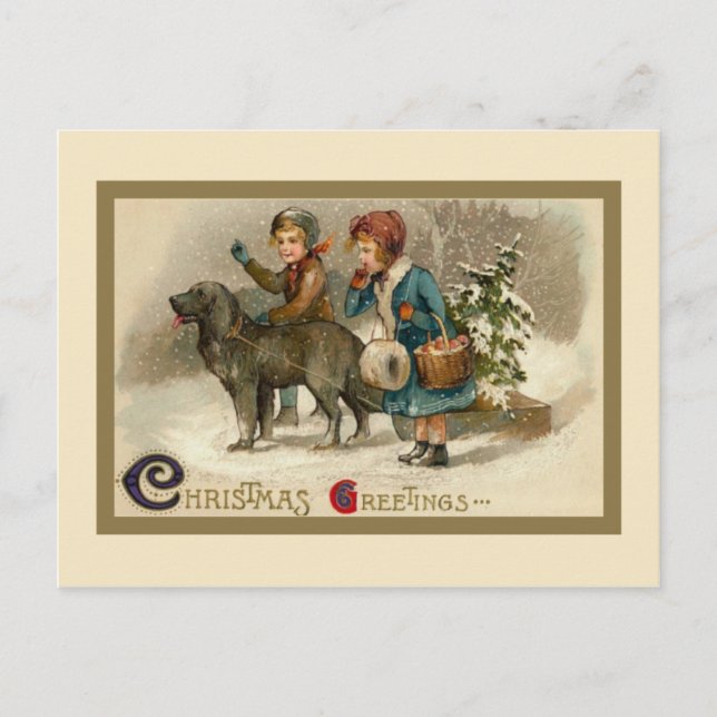 Snowy Christmas Holiday Postcard (Front)