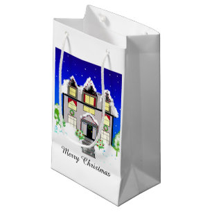 Snowy Christmas House Small Gift Bag