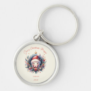 Snowy Christmas Magic metal Key Ring