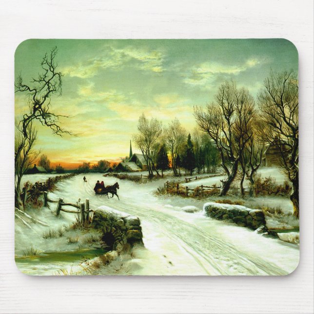 Snowy Christmas morning Mouse Mat (Front)