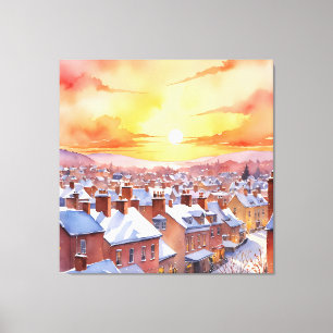 Snowy Christmas Morning Sunrise Canvas Print