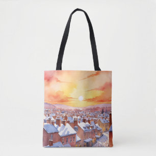 Snowy Christmas Morning Sunrise Tote Bag