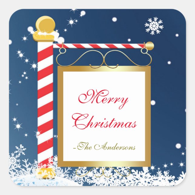 Snowy Christmas North Pole Sign Stickers (Front)
