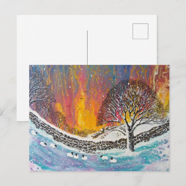 Snowy Christmas Scene Holiday Card (Front/Back)