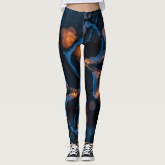Snowy Christmas Star Night Leggings