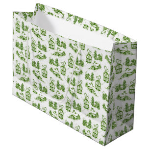 Snowy Christmas Toile green Small Gift Bag