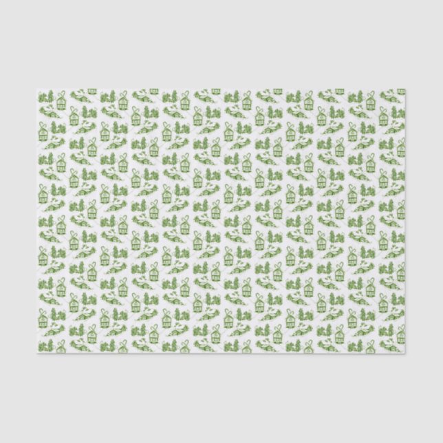 Snowy Christmas Toile | green  Tissue Paper (Front)