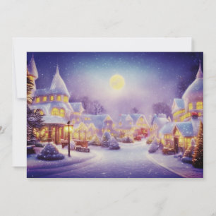 Snowy Christmas town budget Christmas Holiday Card