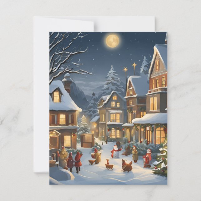 Snowy Christmas Town Holiday Card (Front)
