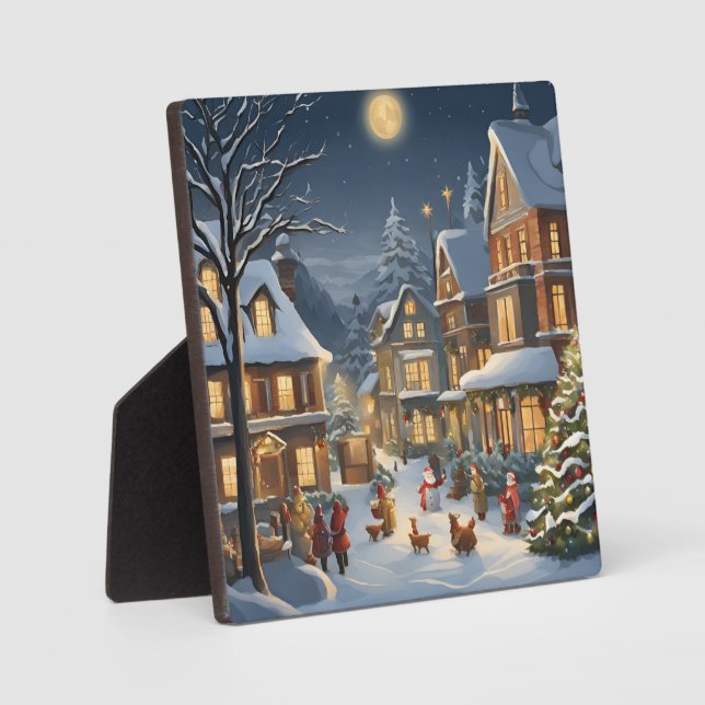 Snowy Christmas Town Plaque (Front)