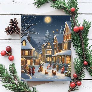 Snowy Christmas Town Postcard