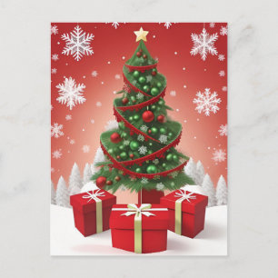 🎄 Snowy Christmas Tree Elegance ❄️ Winter Festive Postcard