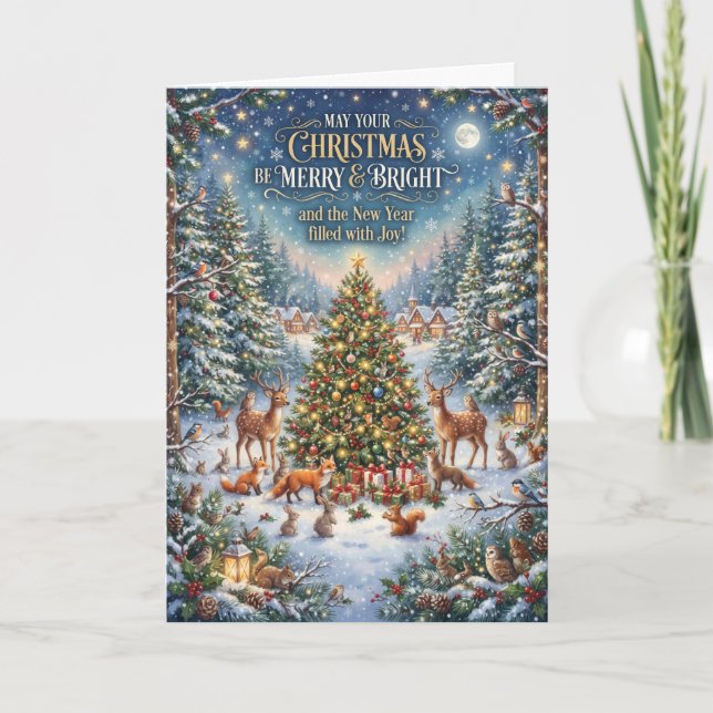 Snowy Christmas Tree Greeting Card (Front)