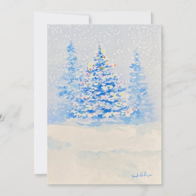 snowy christmas tree invitation (Front)