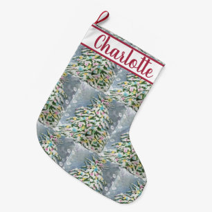 Snowy Christmas Tree Large Christmas Stocking