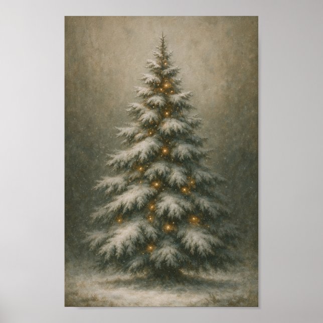 Snowy Christmas Tree  | Winter Home Decor Poster (Front)