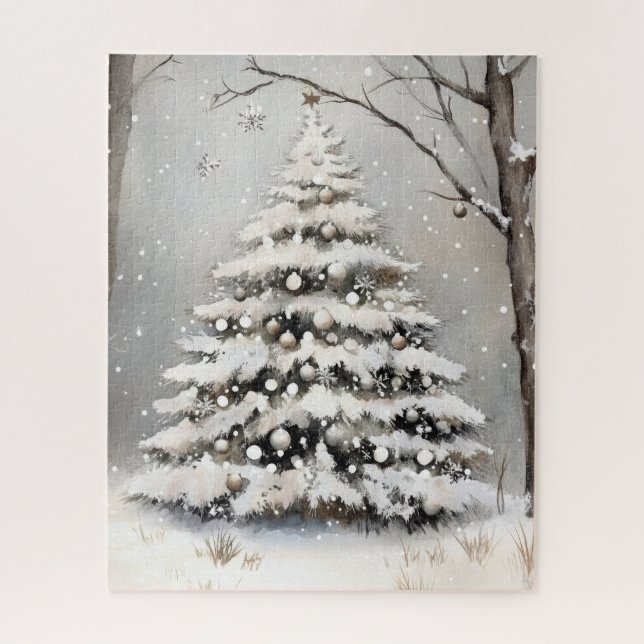 Snowy Christmas Tree Winter Snow Jigsaw Puzzle (Vertical)