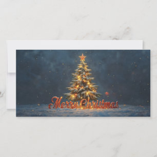 Snowy Christmas Tree with Warm Lights