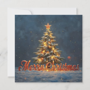 Snowy Christmas Tree with Warm Lights