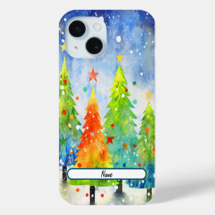 Snowy Christmas Trees iPhone 15 Case